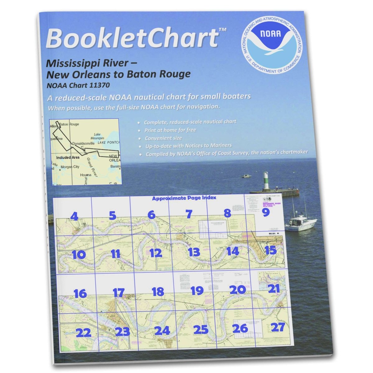 NOAA Booklet Chart 11370: Mississippi River-New Orleans to Baton Rouge - Life Raft Professionals