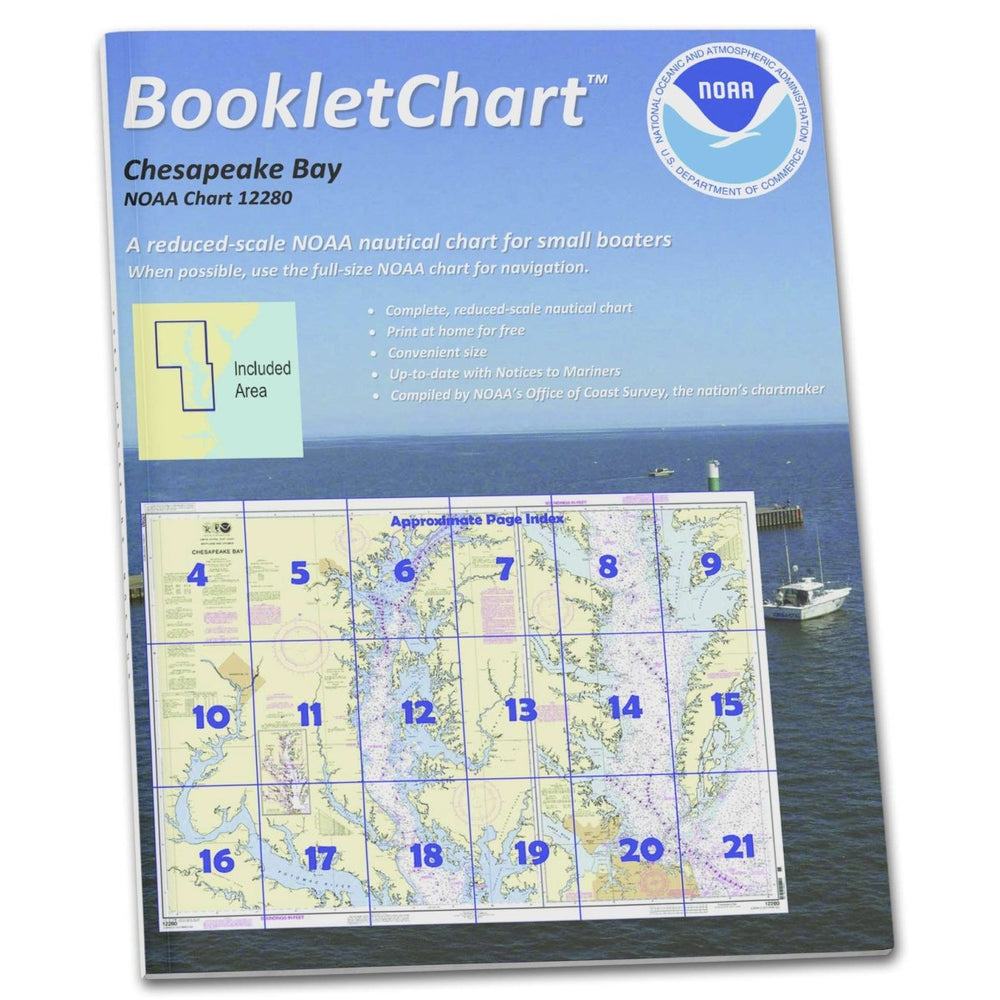 NOAA Booklet Chart 12280: Chesapeake Bay, Handy 8.5" x 11" Size. Paper Chart Book Designed for use Aboard Small Craft - Life Raft Professionals