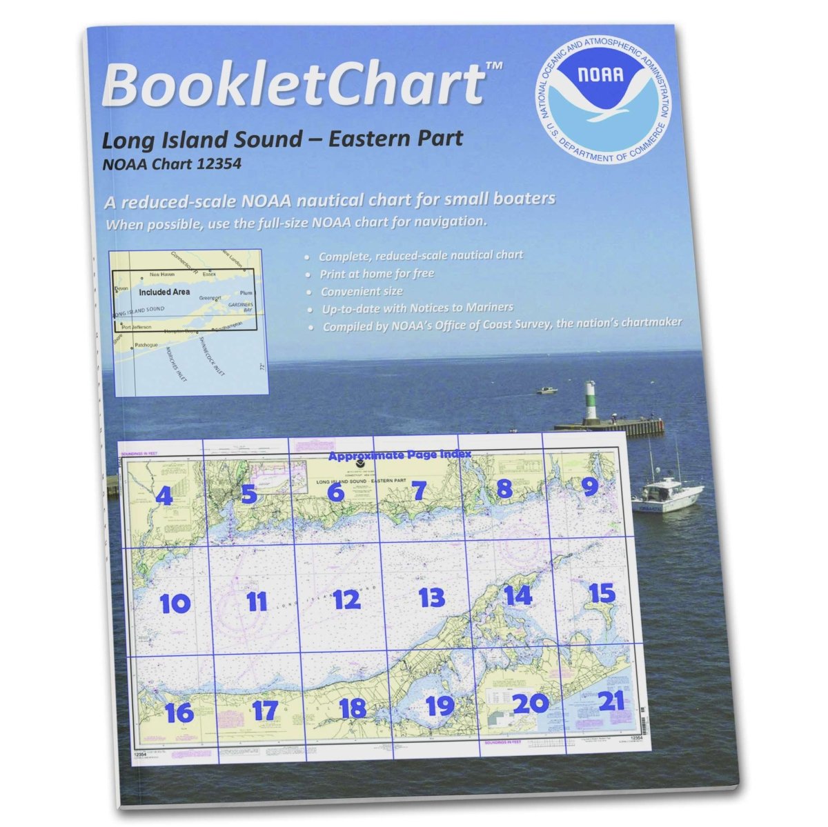 NOAA BookletChart 12354: Long Island Sound Eastern Part, Handy 8.5" x 11" Size. Paper Chart Book Designed for use Aboard Small Craft - Life Raft Professionals