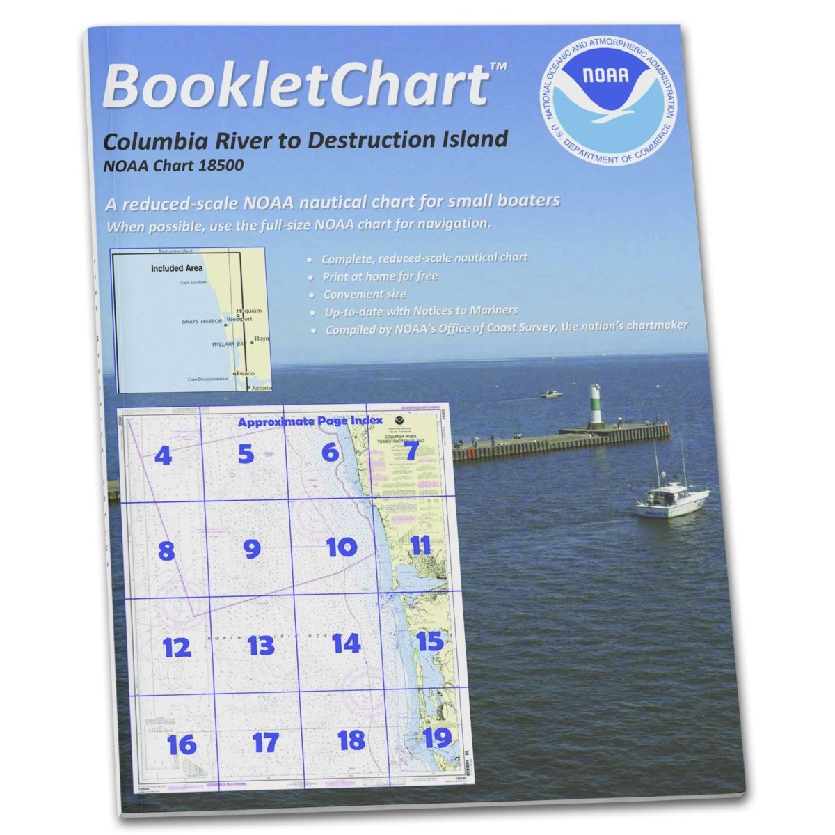 NOAA BookletChart 18500: Columbia River to Destruction Island, Handy 8.5" x 11" Size. Paper Chart Book Designed for use Aboard Small Craft - Life Raft Professionals