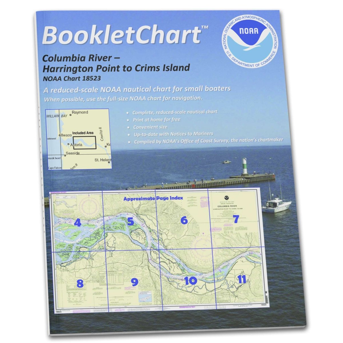 NOAA BookletChart 18523: Columbia River Harrington Point to Crims Island - Life Raft Professionals