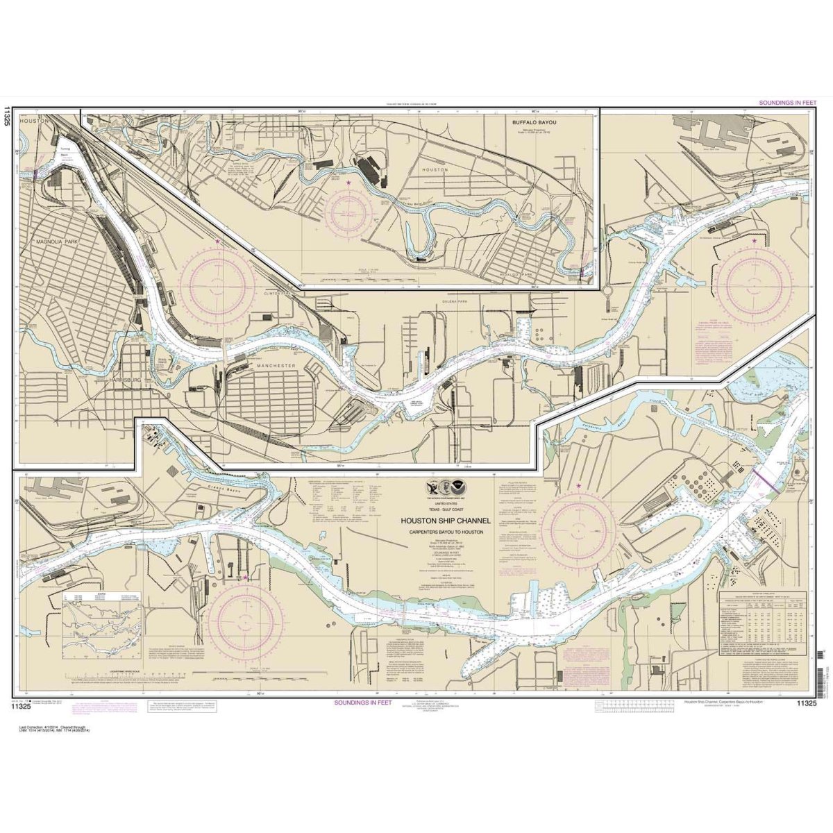 NOAA Chart 11325: Houston Ship Channel Carpenters Bayou to Houston - Life Raft Professionals