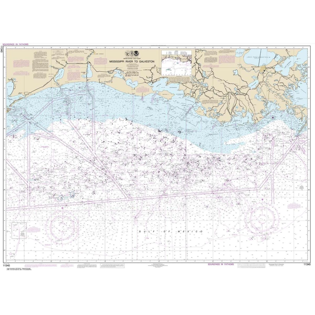 NOAA Chart 11340: Mississippi River to Galveston - Life Raft Professionals