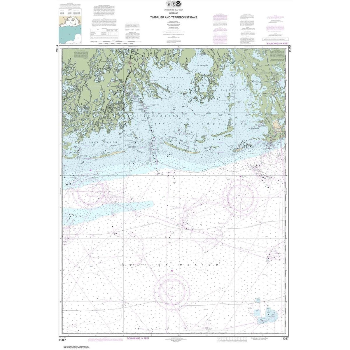 NOAA Chart 11357: Timbalier and Terrebonne Bays - Life Raft Professionals