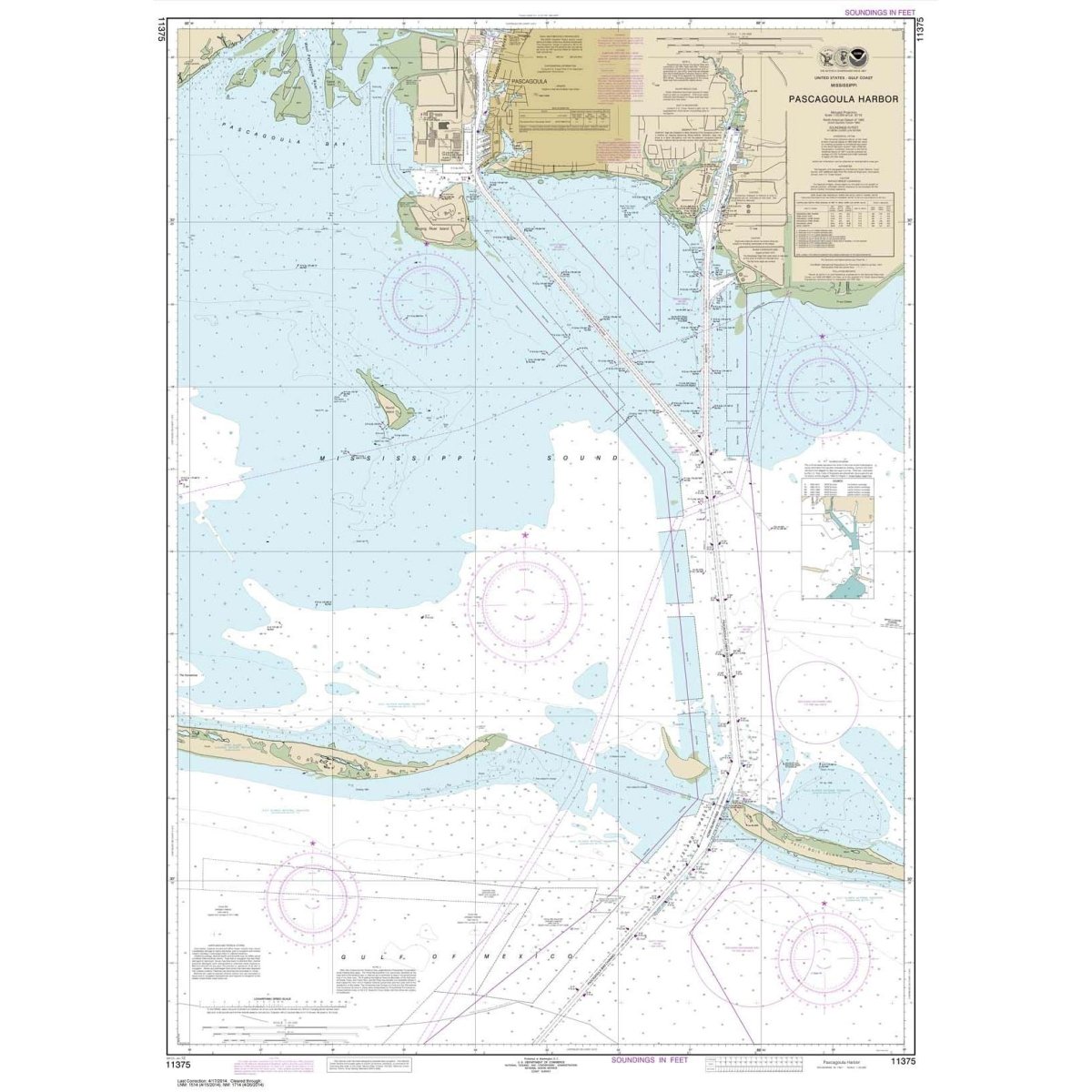 NOAA Chart 11375: Pascagoula Harbor - Life Raft Professionals
