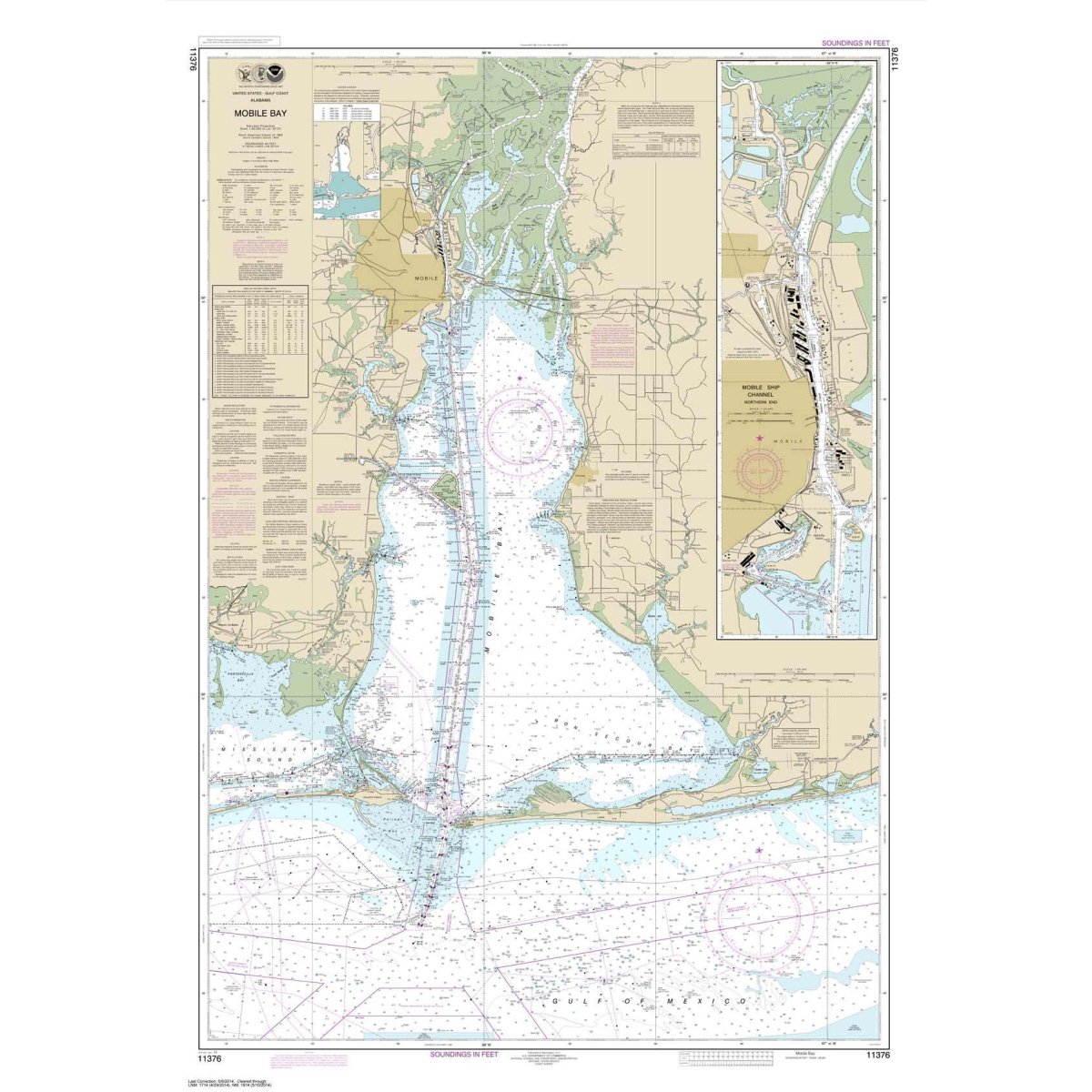 NOAA Chart 11376: Mobile Bay Mobile Ship Channel-Northern End - Life Raft Professionals