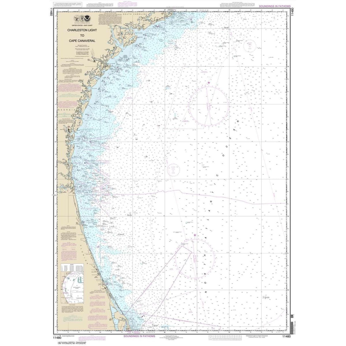 NOAA Chart 11480: Charleston Light to Cape Canaveral - Life Raft Professionals