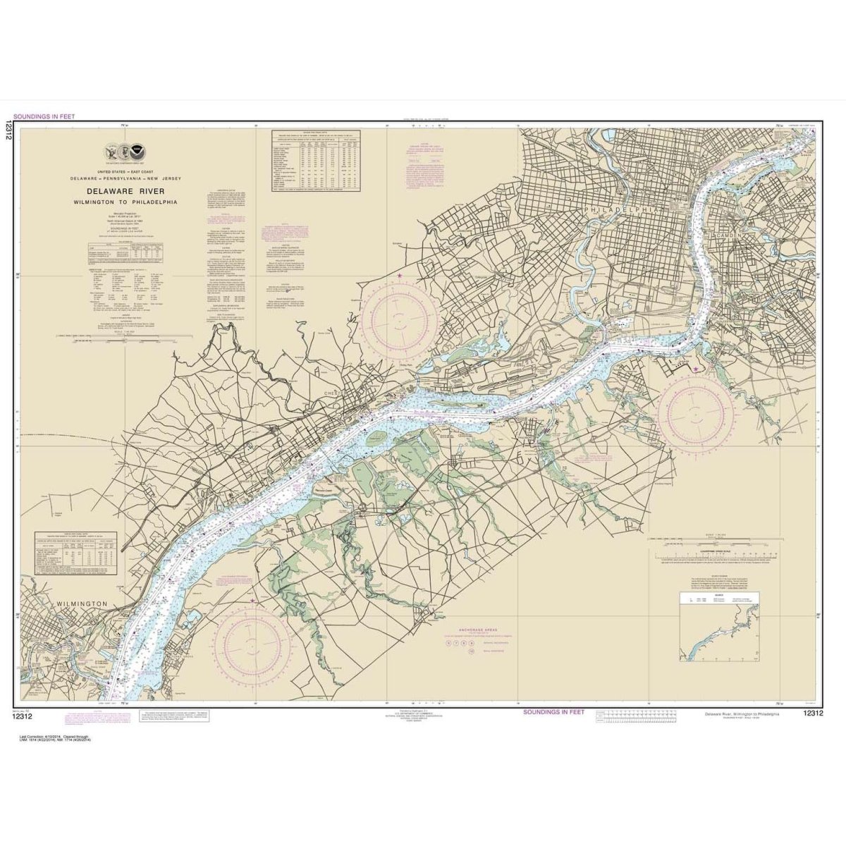 NOAA Chart 12312: Delaware River Wilmington to Philadelphia - Life Raft Professionals