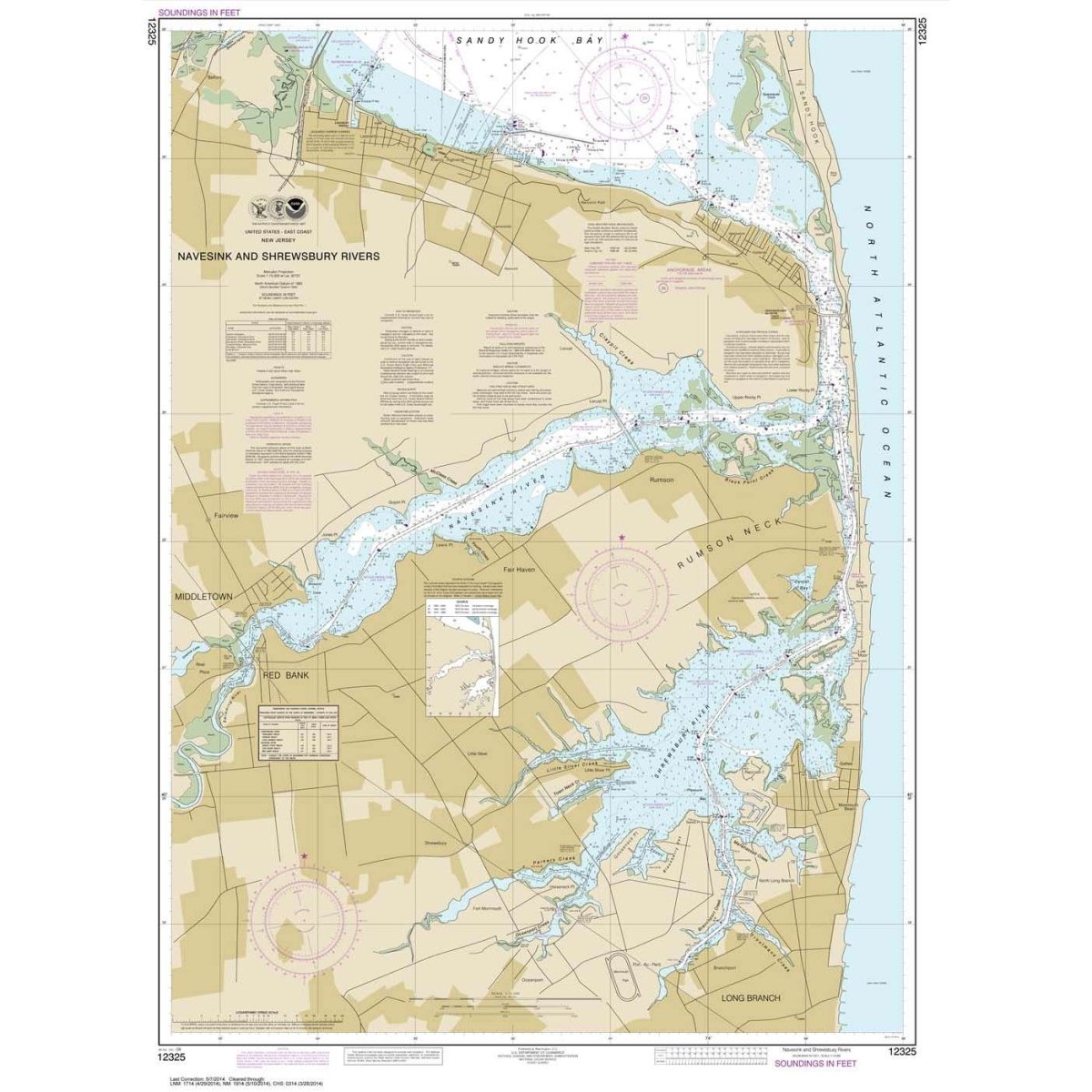 NOAA Chart 12325: Navesink And Shrewsbury Rivers - Life Raft Professionals