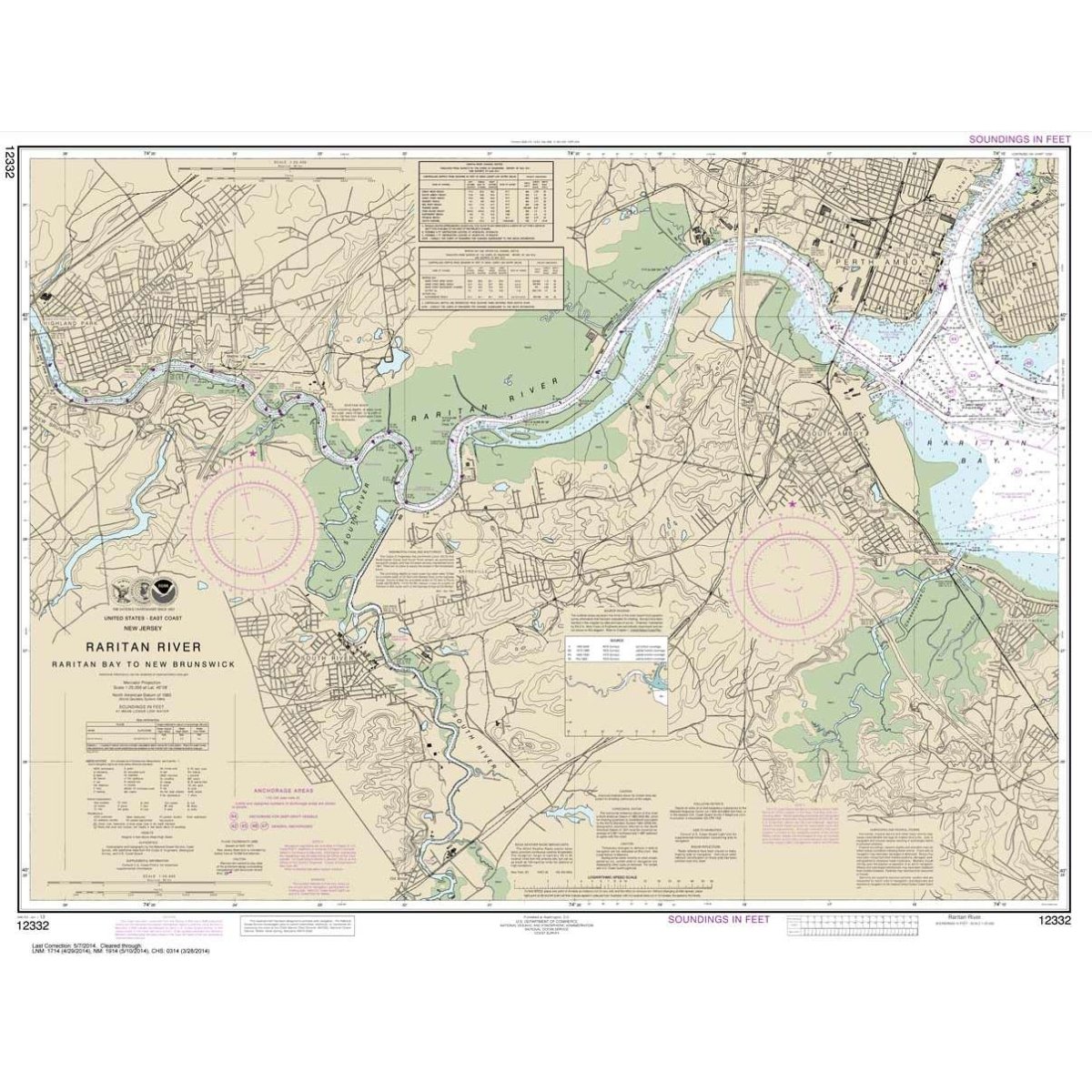NOAA Chart 12332: Raritan River Raritan Bay to New Brunswick - Life Raft Professionals