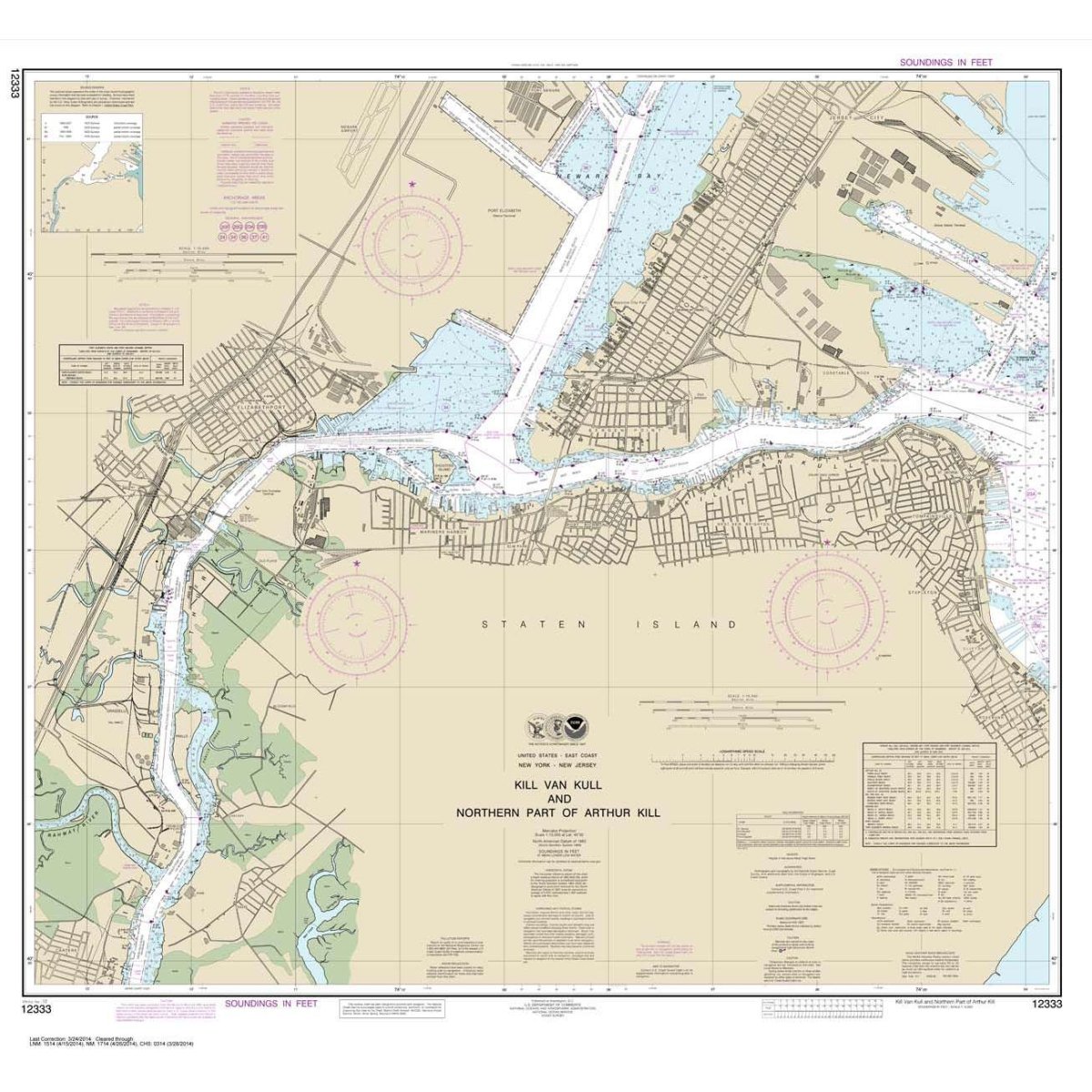 NOAA Chart 12333: Kill Van Kull and Northern Part of Arthur Kill - Life Raft Professionals