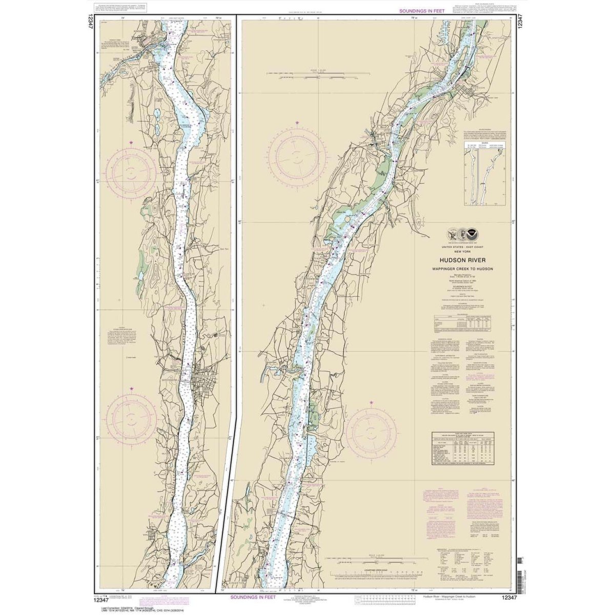 NOAA Chart 12347: Hudson River Wappinger Creek to Hudson - Life Raft Professionals