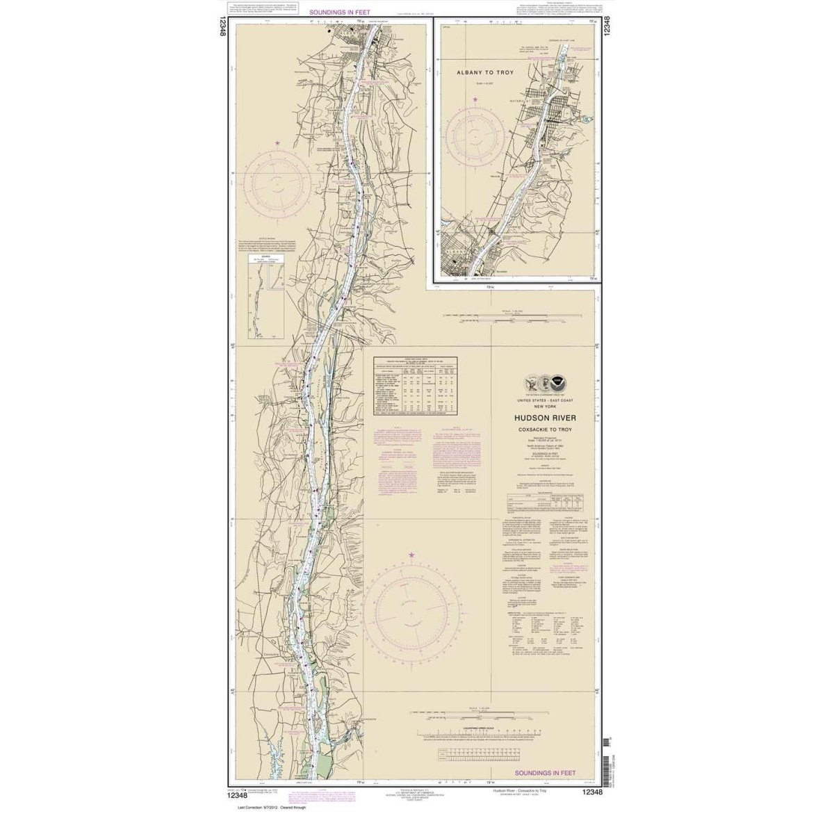 NOAA Chart 12348: Hudson River Coxsackie to Troy - Life Raft Professionals