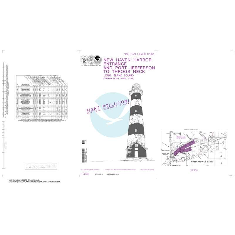 NOAA Chart 12364: Long Island Sound-New Haven Harbor Entrance and Port Jefferson to Throgs Neck (9 PAGE FOLIO) - Life Raft Professionals