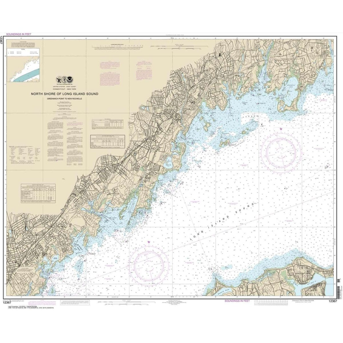 NOAA Chart 12367: North Shore of Long Island Sound Greenwich Point to New Rochelle - Life Raft Professionals