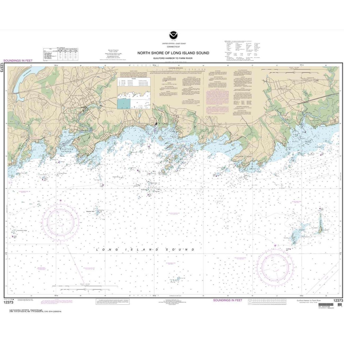 NOAA Chart 12373: North Shore of Long Island Sound Guilford Harbor to Farm River - Life Raft Professionals