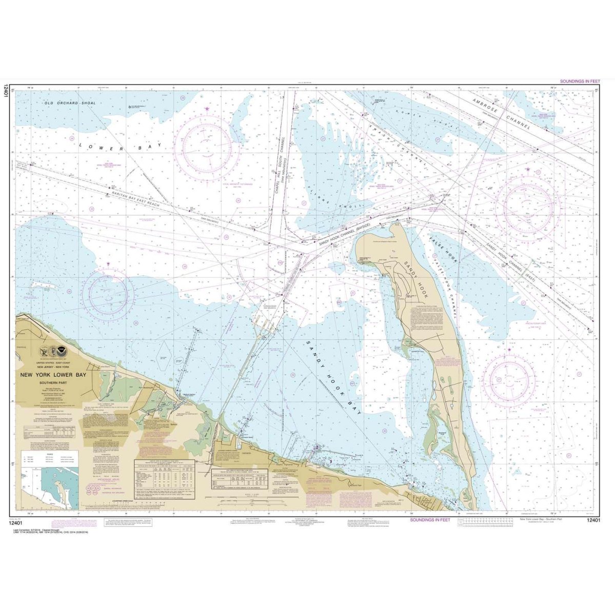NOAA Chart 12401: New York Lower Bay Southern part - Life Raft Professionals