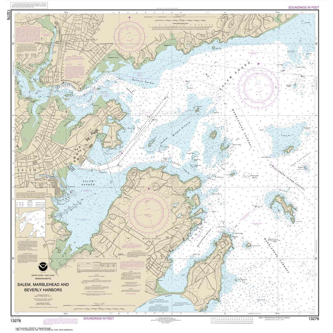NOAA Chart 13276: Salem: Marblehead and Beverly Harbors - Life Raft Professionals