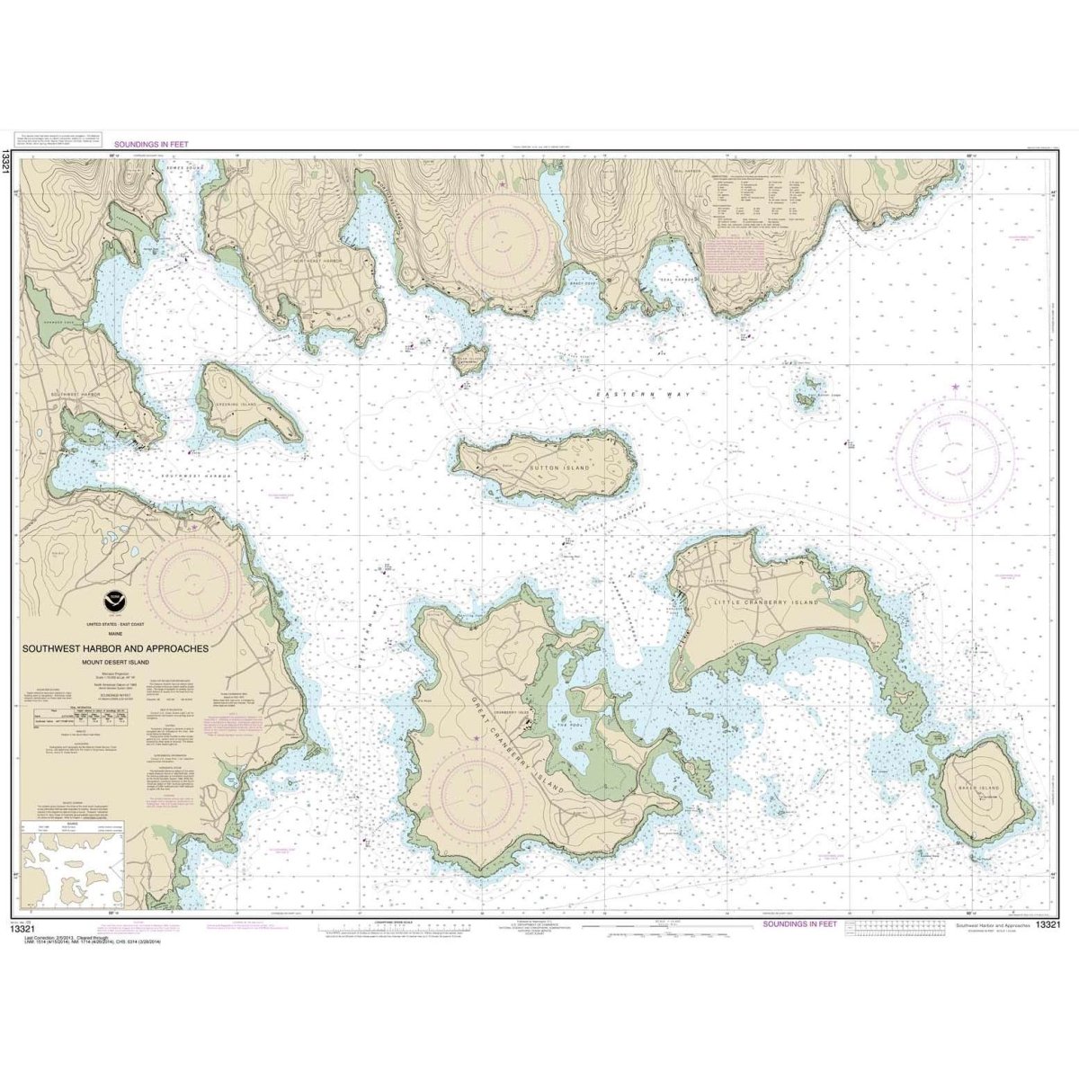 NOAA Chart 13321 Southwest Harbor and Approaches Life Raft Professionals