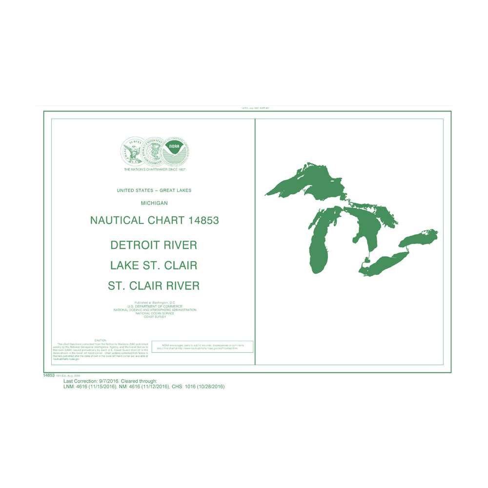 NOAA Chart 14853: Detroit River / Lake St. Clair / St. Clair (53 Page Booklet) - Life Raft Professionals