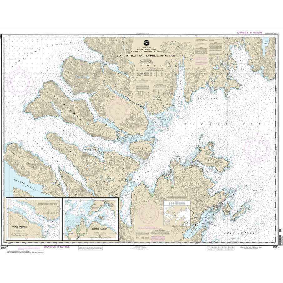 NOAA Chart 16594: Marmot Bay and Kupreanof Strait; Whale Passage; Ouzinkie Harbor - Life Raft Professionals