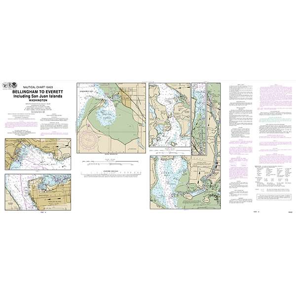NOAA Chart 18423: Bellingham to Everett Including San Juan Islands; Blaine (7 PAGE FOLIO) Not updated since 2014 - Life Raft Professionals