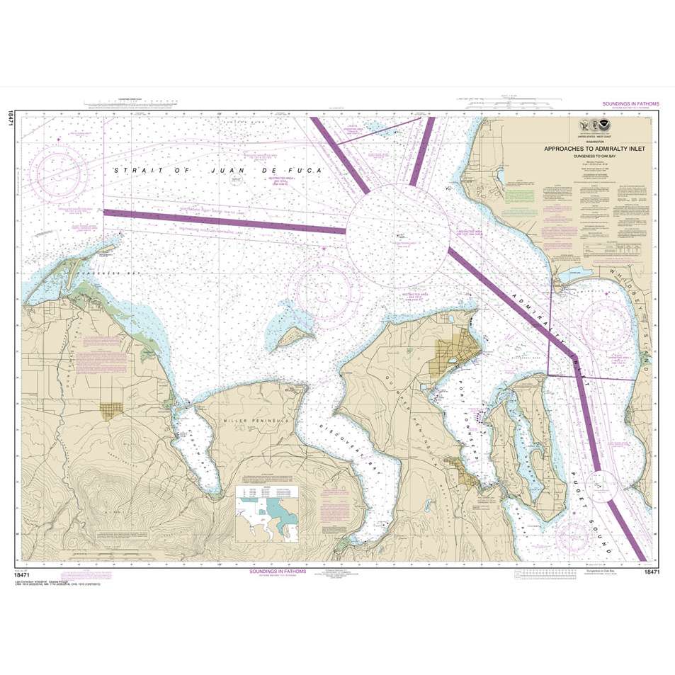 NOAA Chart 18471: Approaches to Admiralty Inlet Dungeness to Oak Bay - Life Raft Professionals