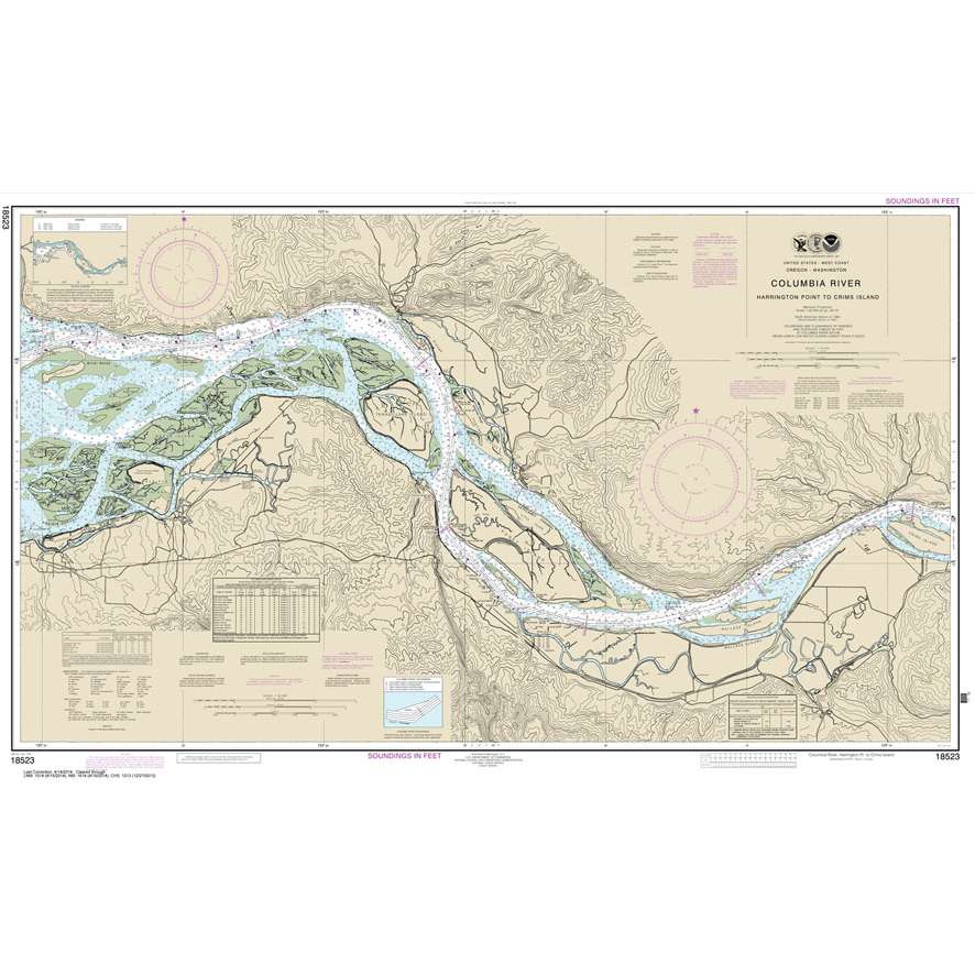 NOAA Chart 18523: Columbia River Harrington Point to Crims Island - Life Raft Professionals