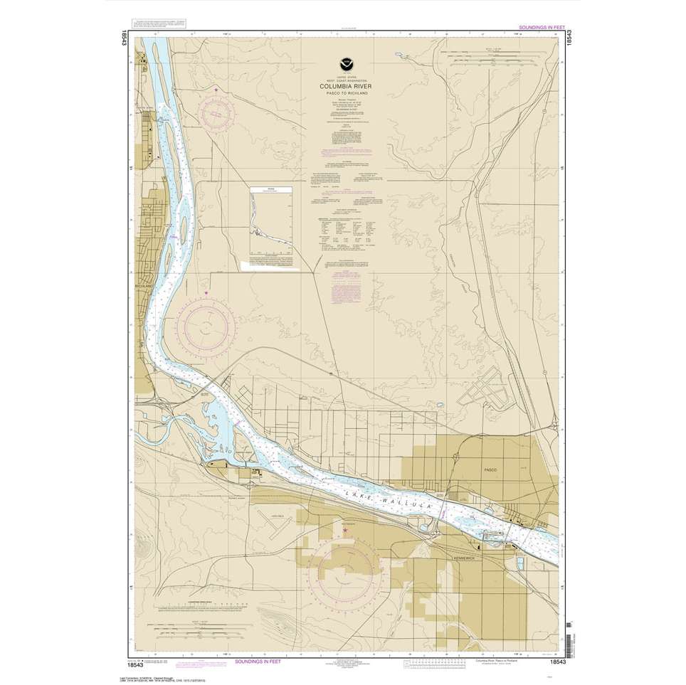 NOAA Chart 18543: Columbia River Pasco to Richland - Life Raft Professionals