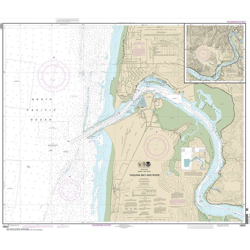 NOAA Chart 18581: Yaquina Bay and River; Continuation of Yaquina River - Life Raft Professionals