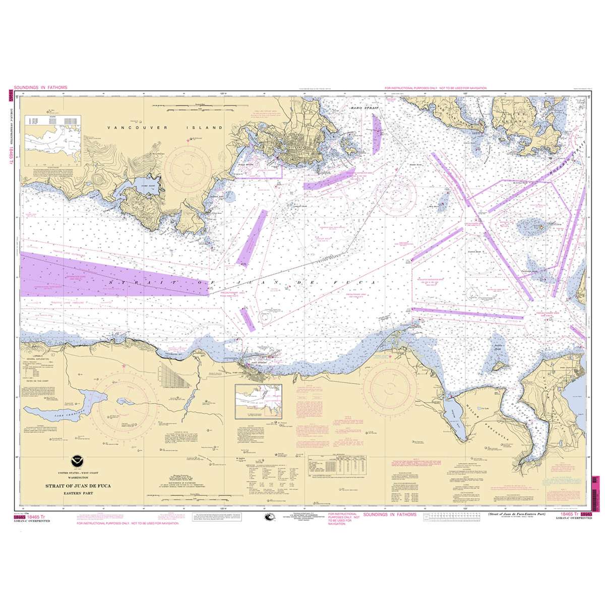 NOAA Training Chart 18465TR: Straight of Juan De Fuca - Eastern Part - Life Raft Professionals