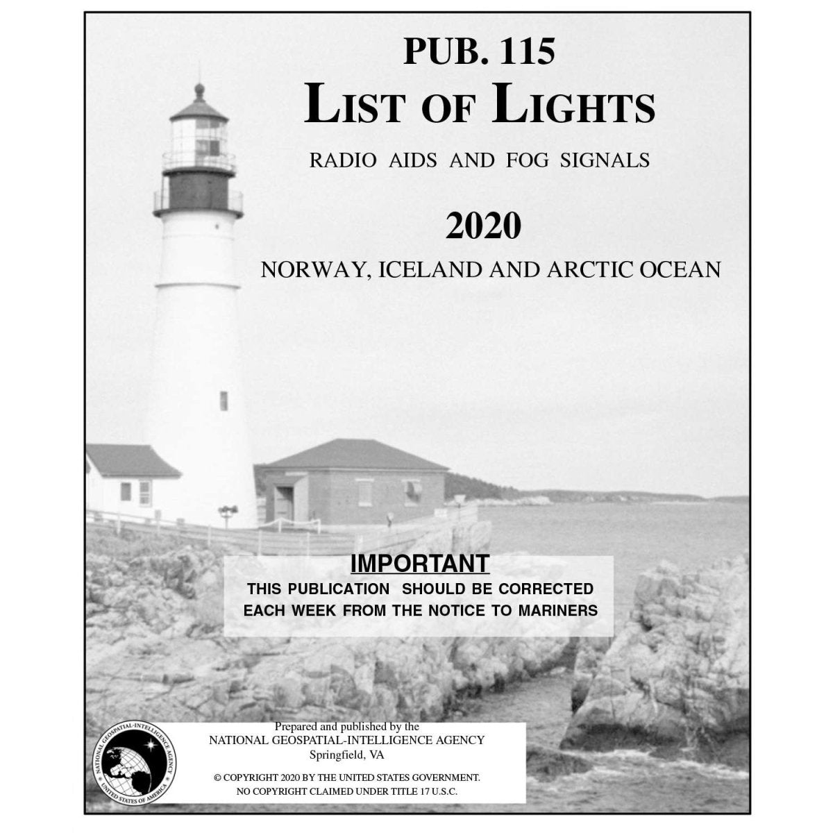 Pub 115 List of Lights: Norway, Iceland, and Arctic Ocean (Current Edition) - Life Raft Professionals