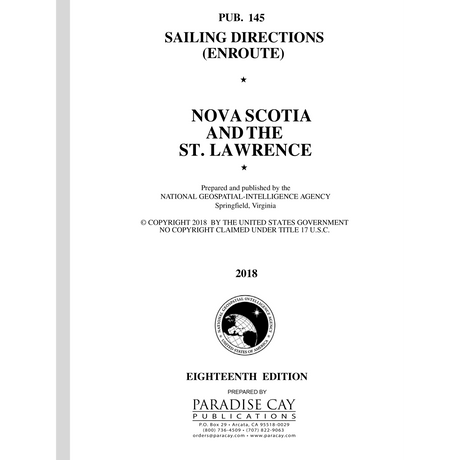 PUB 145 Sailing Directions Enroute: Nova Scotia and the St. Lawrence (Current Edition) - Life Raft Professionals