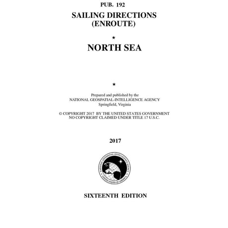 PUB 192 Sailing Directions Enroute: North Sea (Current Edition) - Life Raft Professionals