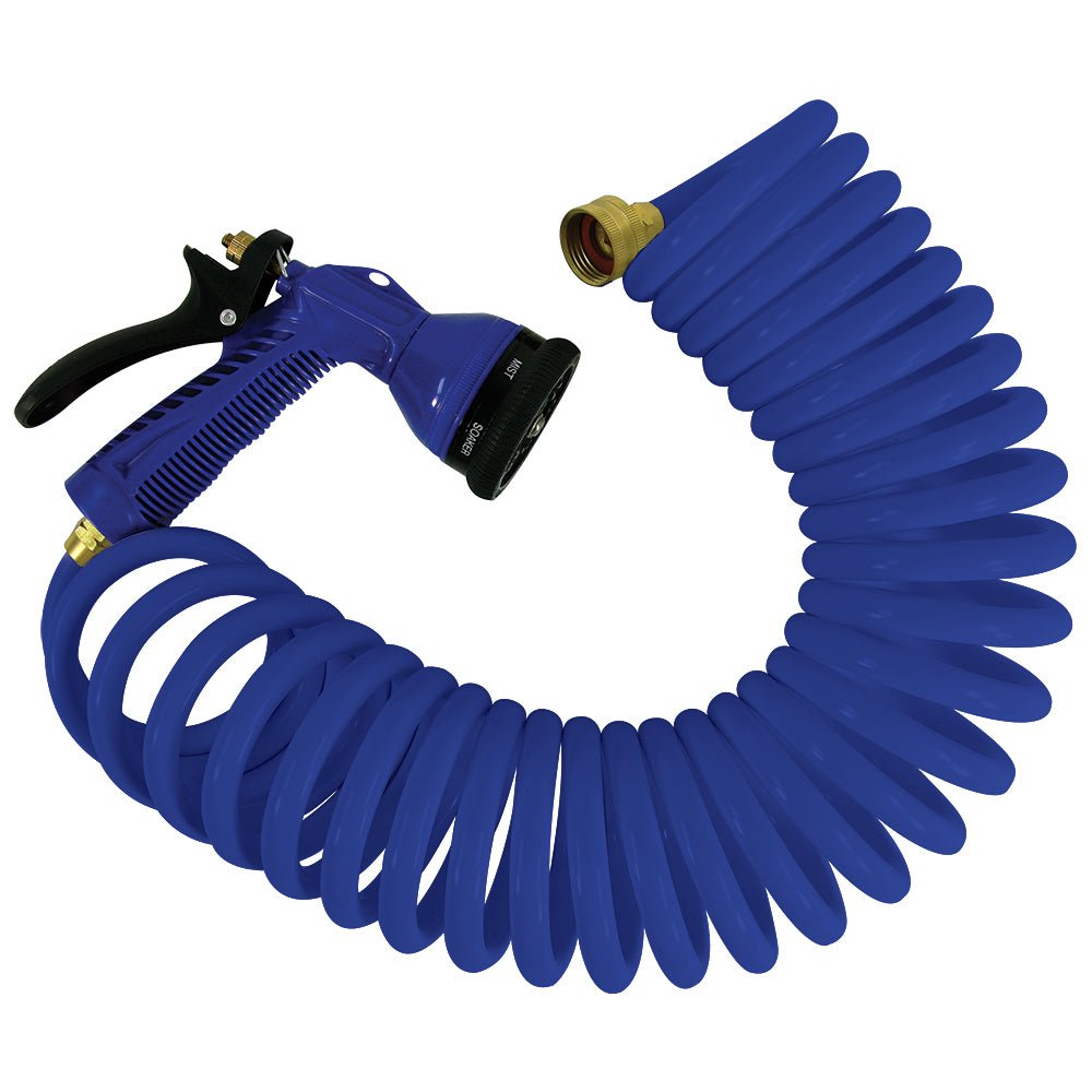 Whitecap 50 Blue Coiled Hose w/Adjustable Nozzle - Life Raft Professionals