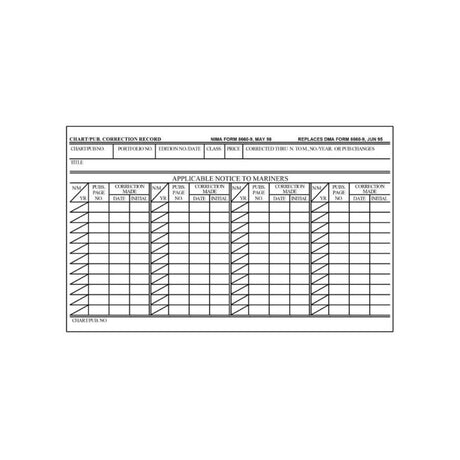 Chart Correction Cards NIMA Form 8660 - 9 (100 pack) - Life Raft Professionals