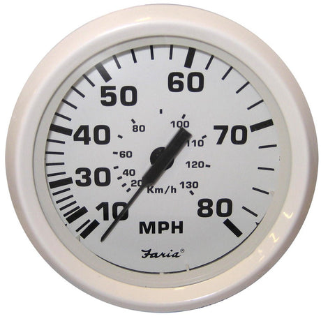 Faria Dress White 4" Speedometer - 80MPH (Pitot) - Life Raft Professionals