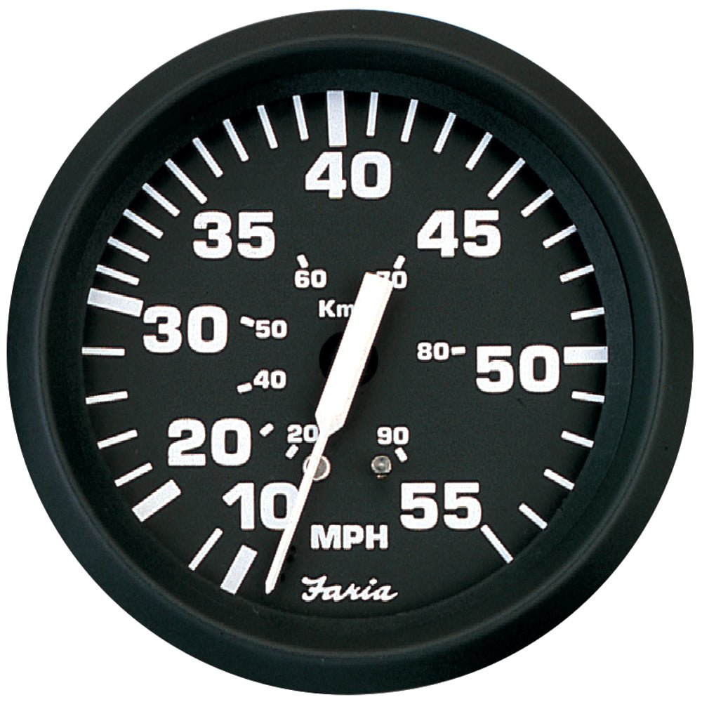 Faria Euro Black 4" Speedometer - 55MPH (Pitot) - Life Raft Professionals