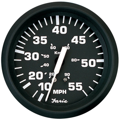 Faria Euro Black 4" Speedometer - 55MPH (Pitot) - Life Raft Professionals