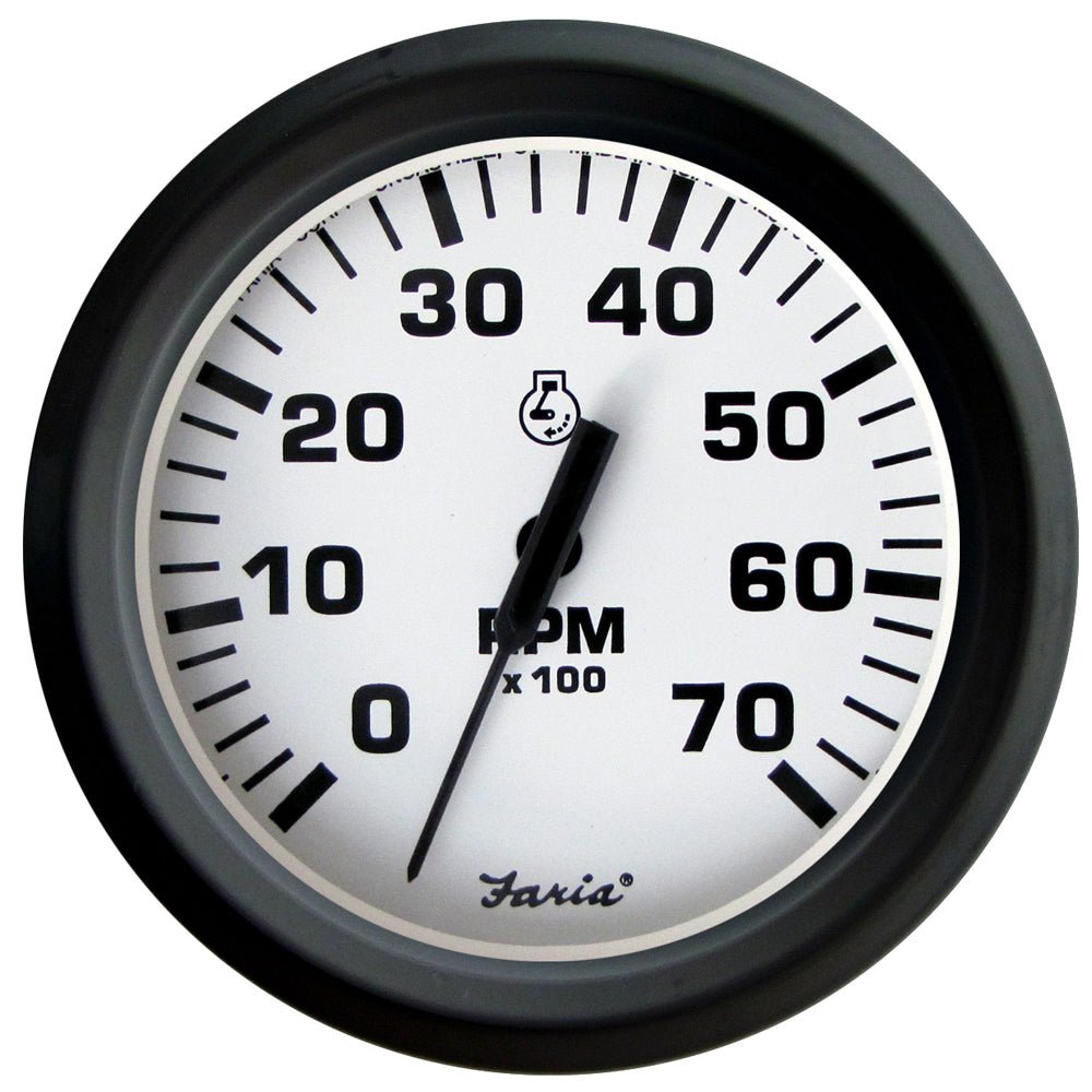 Faria Euro White 4" Tachometer 7000 RPM (Gas) (Outboards) - Life Raft Professionals