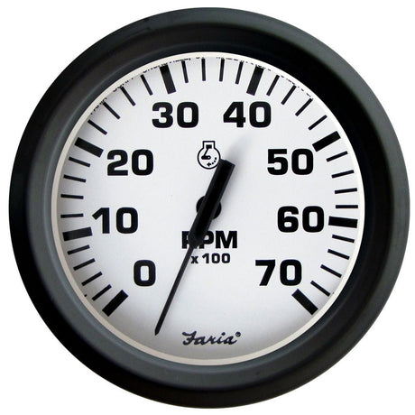 Faria Euro White 4" Tachometer 7000 RPM (Gas) (Outboards) - Life Raft Professionals