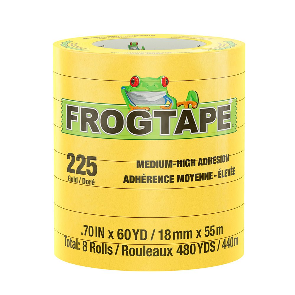 FrogTape CP 225 Medium - High Adhesion Masking Tape - 18MM x 55M x 8 - Pack - Gold - Rated for 225F - Life Raft Professionals