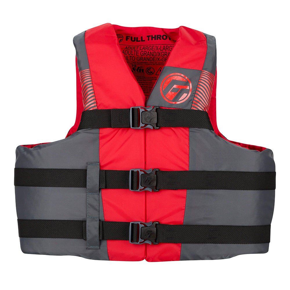 Full Throttle Adult Nylon Life Jacket - L/XL - Black/Red - Life Raft Professionals