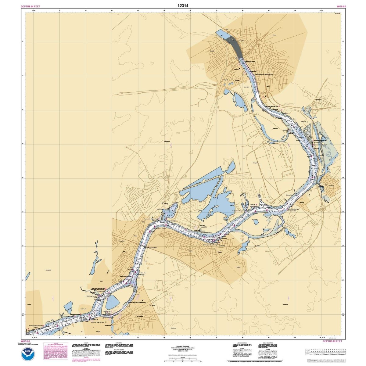 Historical NOAA Chart 12314: Delaware River Philadelphia to Trenton - Life Raft Professionals