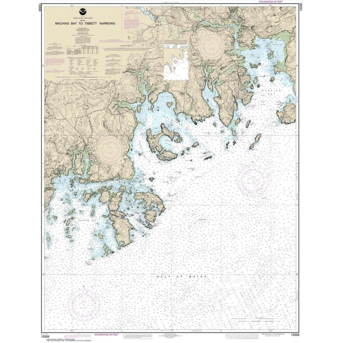 Historical NOAA Chart 13326: Machias Bay to Tibbett Narrows - Life Raft Professionals