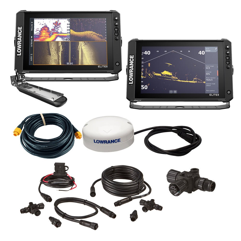 Lowrance Elite FS 12 BOAT in A BOX with Active Imaging 3 - in - 1 - 2 Displays, TD, GPS Antenna, Starter Kit, 25' Ethernet Cable - Life Raft Professionals
