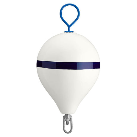 Polyform 17" CM Mooring Buoy w/Steel Iron - White Blue Stripe - Life Raft Professionals