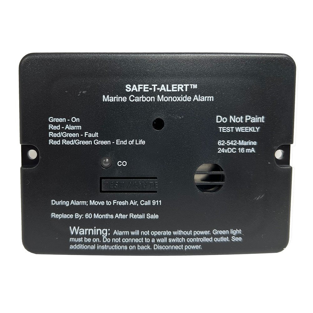 Safe - T - Alert 62 Series Carbon Monoxide Alarm - 24V Flush Mount - Black w/Relay - Life Raft Professionals