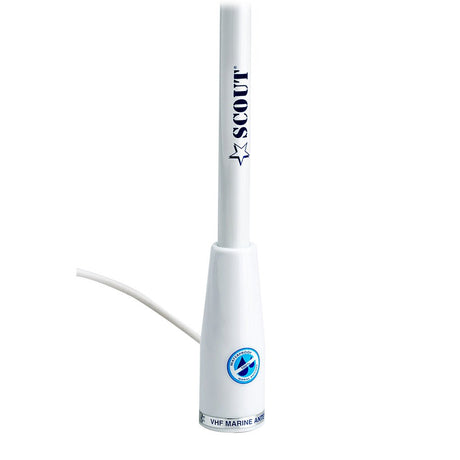 Scout 5' White VHF Antenna 3dB Nylon Ferrule w/5M RG - 58 Coax KS - 22 - Life Raft Professionals