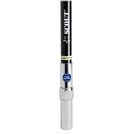 Scout 8' QuickFit Black VHF Antenna w/5M Cable + FME Quick 6 Foam Filled 6db Solid Brass Copper Element - Life Raft Professionals